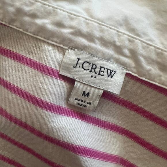 J. Crew Pink Stripe Poplin collar polo shirt - Picture 6 of 7